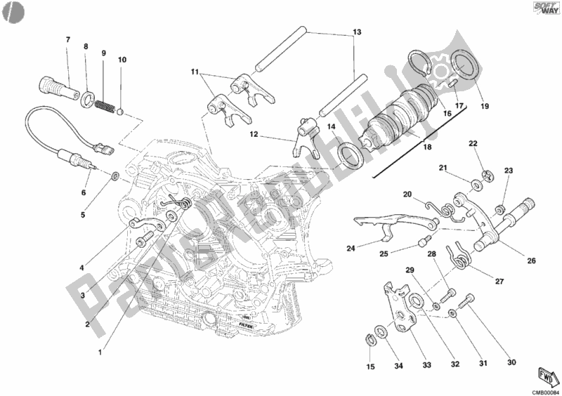 All parts for the Shift Cam - Fork of the Ducati Superbike 998 Matrix Single-seat 2004